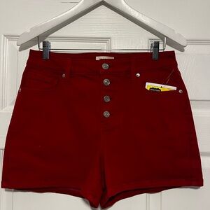 Maurices High Waist Red Button-Up Shorts